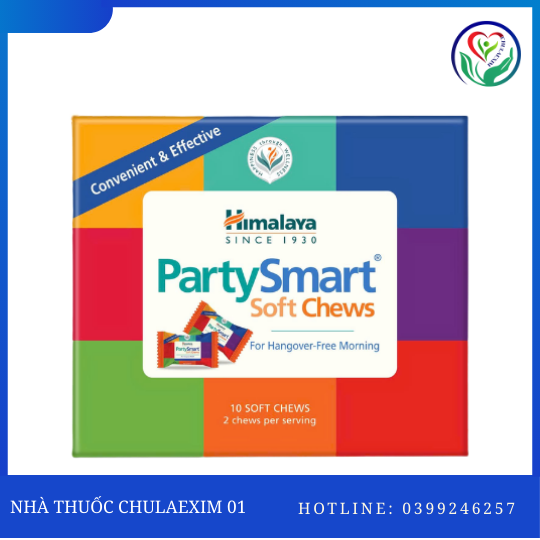 KẸO HỖ TRỢ GIẢI RƯỢU GIẢM SAY NGUỘI HIMALAYA PARTYSMART SOFT CHEWS (HỘP 10 VIÊN)
