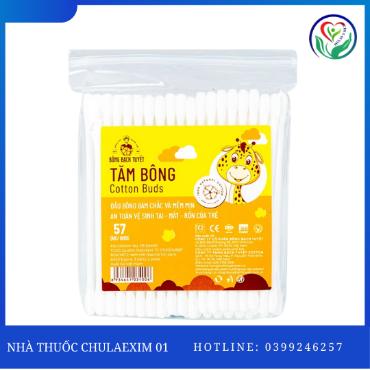 TĂM BÔNG TRẺ EM KIDS COTTON BUDS (GÓI 57 QUE)