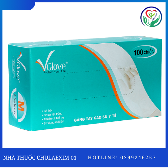 GĂNG TAY Y TẾ LATEX CÓ BỘT VGLOVE 5.0 G SIZE M