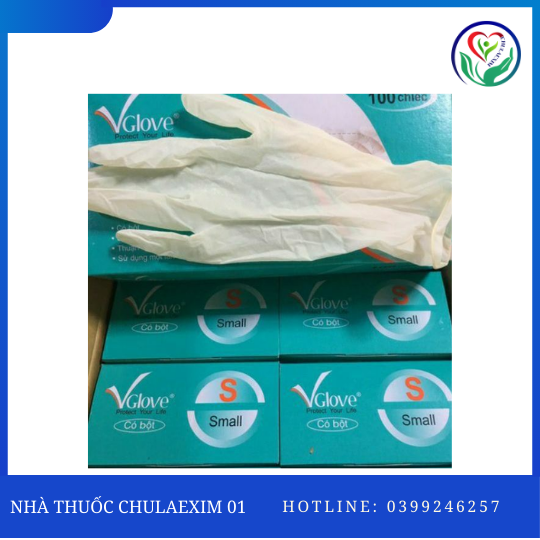 GĂNG TAY Y TẾ LATEX CÓ BỘT VGLOVE 5.0 G SIZE S
