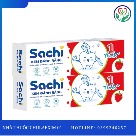Kem đánh răng Sachi hương dâu 60g 1Y+